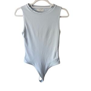 Babaton Baby Blue Pastel Bodysuit with Crew Neck and Clean Silhouette Women’s S